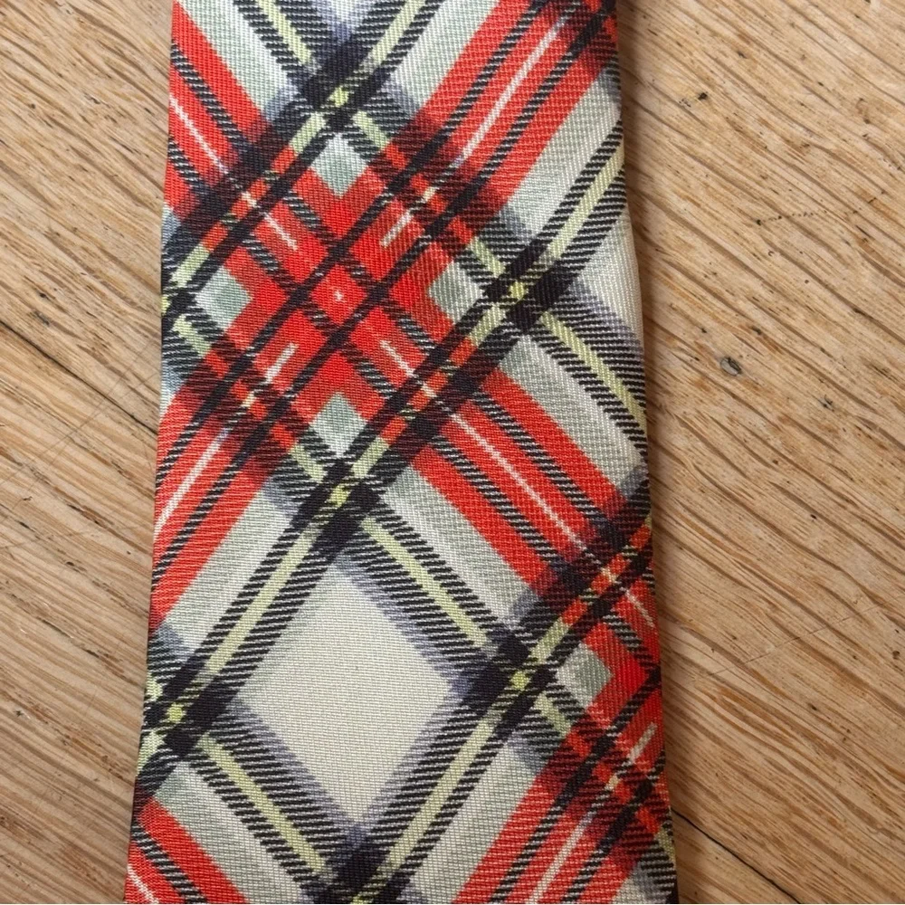 J Crew Crewcuts Plaid Classic Tie, red, black, white, yellow